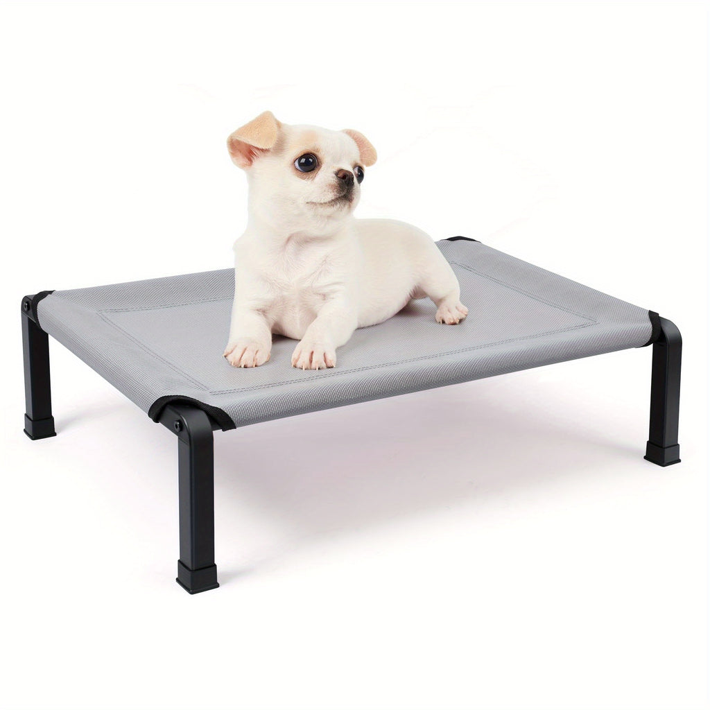 Outdoor Dog Cot with Textilene Mesh, Elevated Pet Bed in 26, 42 and 60 Inch Sizes with Iron Frame and Non-Slip Feet for Patio and Camping