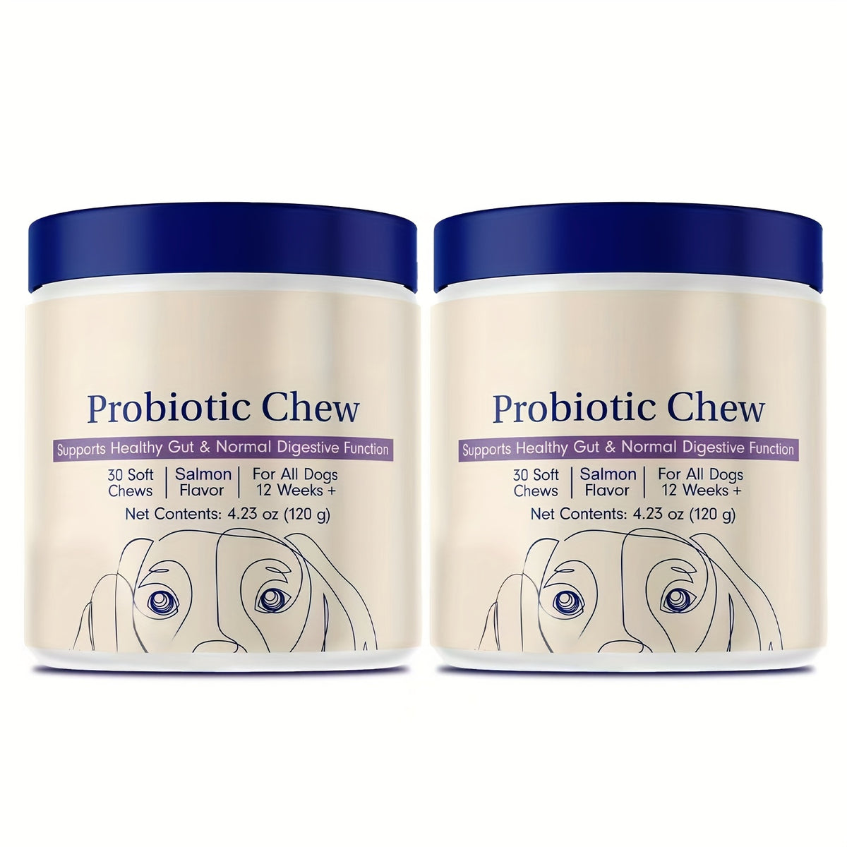 Seafood Flavor Probiotics for Dogs, 2-Pack Soft Chewable Daily Nutritional Supplements for Canine Gut and Digestive Health, 60pcs
