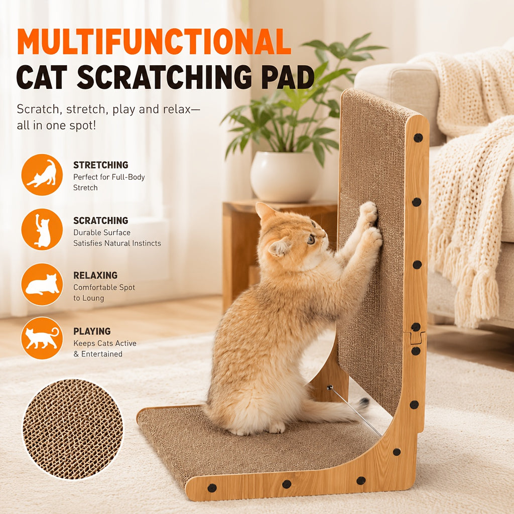 Cat Scratching Pad with Wavy and Felt Model Options, Indoor Cat Scratcher for Everyday Claw Scratching, Stretching and Home Activity