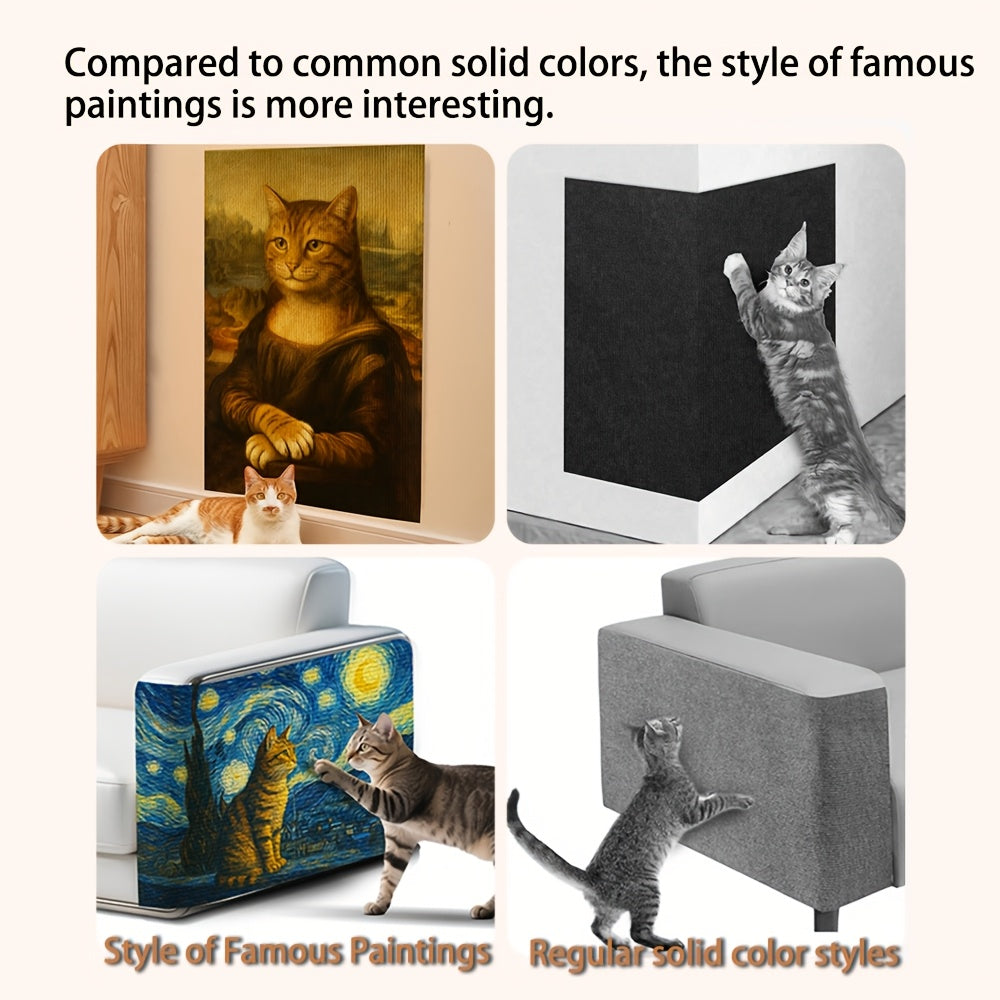 Self Adhesive Cat Scratching Pad, 23.6 x 15.7 Inch Wall-Mounted Scratcher and Sofa Protection Mat for Indoor Cats, Starry Sky Art Style Options