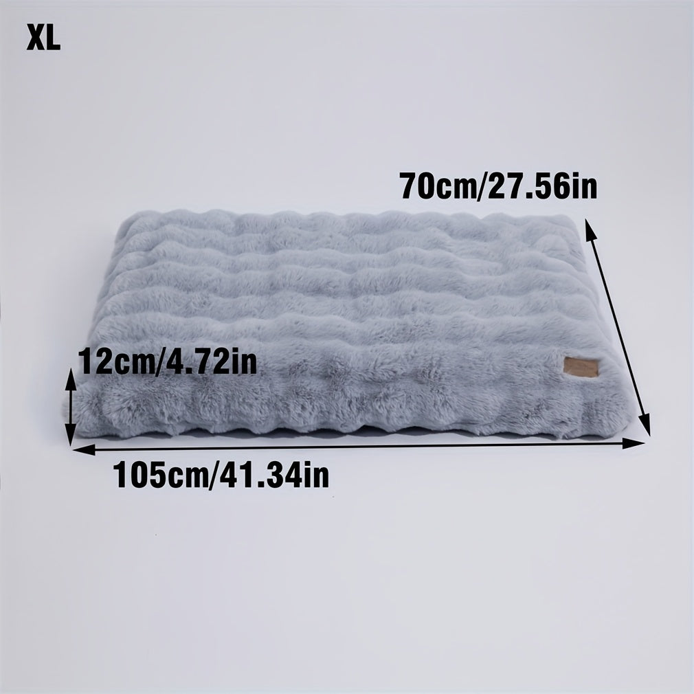 Foam Dog Bed with Waffle-Textured Removable Cover, Polyester Pet Crate Mat in Medium to 3XL Sizes for Indoor Rest, Grey or Khaki and Beige