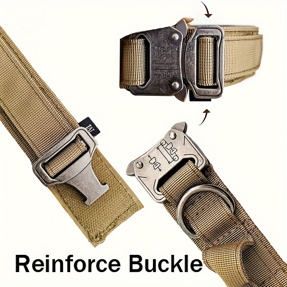Heavy Duty Dog Collar and Leash Set with Control Handle, 1.5-Inch Padded Adjustable Nylon Collar for Medium and Large Dogs, Walking and Training