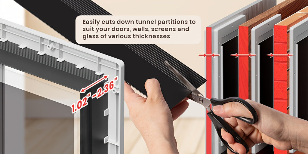 3-Flap Dog Door with Insulation Layer and Two Magnetic Flaps, Reinforced Polymer Pet Entry with Closing Panel in Medium or Large, Black or White