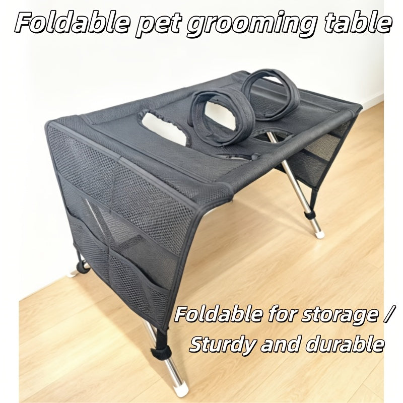 Pet Grooming Table with Detachable Care Bed, Folding Support for Cats and Small Dogs, At-Home Coat Trimming Station in Black, Khaki or Blue