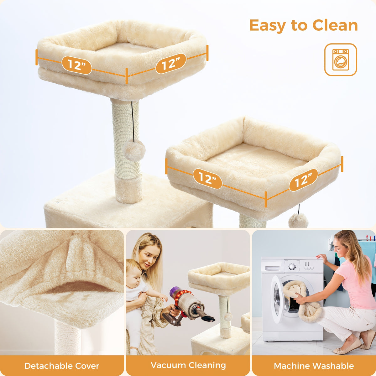 Cat Tree with Eight Levels, 72 Inch Indoor Cat Tower with Spacious Condo, Sisal Scratching Posts, Padded Perches and Basket for Rest and Play