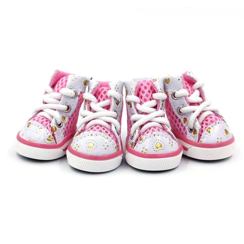 Dog Shoes for Small Dogs, Breathable Mesh Lace-Up Pet Sneakers for Chihuahua and Toy Poodle, Casual Paw Covers in Four Colors, XS-XL