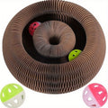 Flower Cat Scratcher Toy with Magnetic Accordion Design, Foldable Corrugated Cardboard Scratching Surface and Bell Ball for Indoor Cat Play