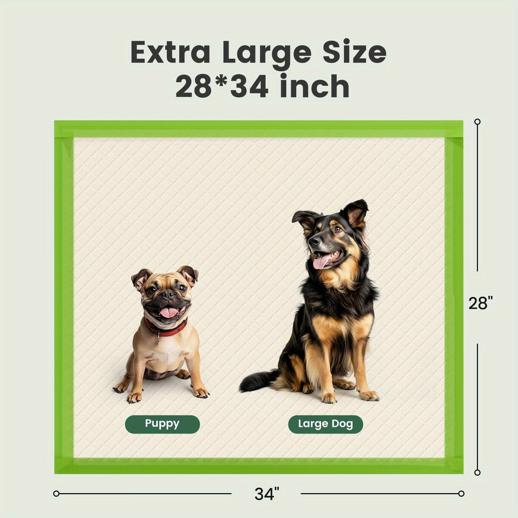 Jumbo Dog Pee Pads 28 x 34 Inch, Six-Layer Disposable Puppy Potty Training Pads with Absorbent Core and PE Backing, 50 or 100 Count Options