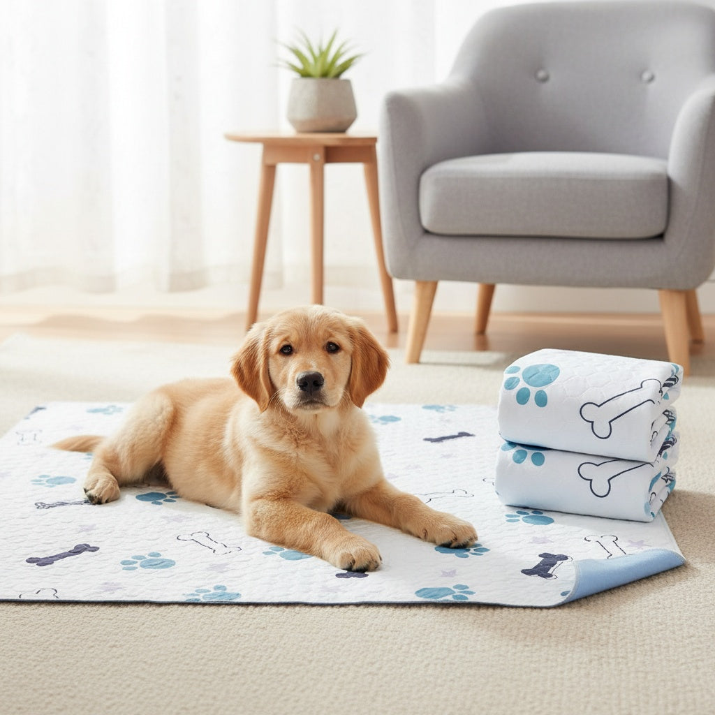 Reusable Dog Pee Pads with Four-Layer Design, Machine Washable Non-Slip Puppy Training Mats in Seven Size Options for Floors, Crates and Playpens