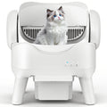 Open Top Self Cleaning Litter Box in White, Automatic Cat Toilet with High Sides, Low Noise Operation and 3.96 Gallon Waste Drawer