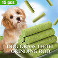Dog Grass Snack Sticks 15 Count, Green Rod-Shaped Chew Treats for Supervised Reward Time, Everyday Snacking and Dog Lover Gift Baskets