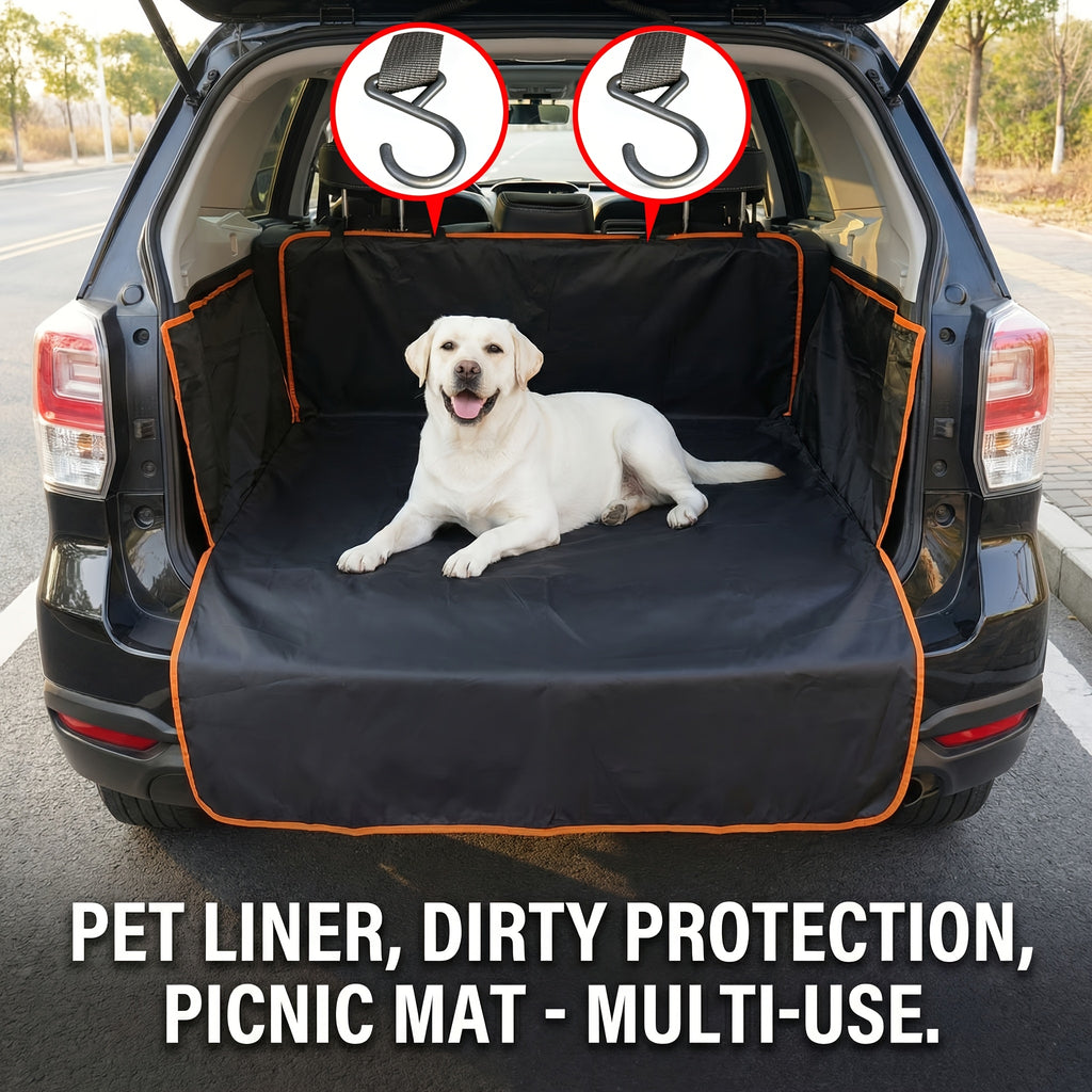 Dog Trunk Cover for Cars, SUVs and Trucks, Durable Anti-Slip Pet Cargo Liner with Two Hooks, Rear Interior Mat for Everyday Travel and Outdoor Trips