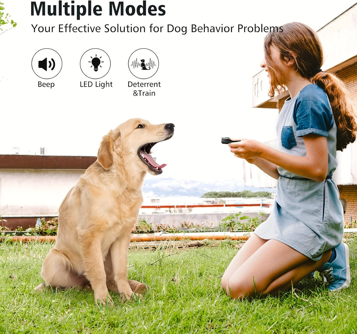 Ultrasonic Anti Barking Device with 3 Sound Wave Modes and Beep Cue, Rechargeable Dog Training Tool with LED Light, Wrist Strap and Listed 16.4ft Range