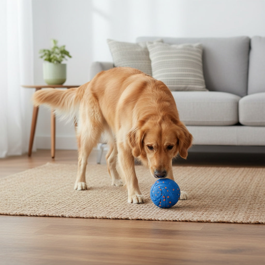 Automatic Moving Dog Ball, 3.2-Inch E-TPU Motion Activated Rolling and Bouncing Toy for Medium and Large Dogs, Blue or Orange Chase Play