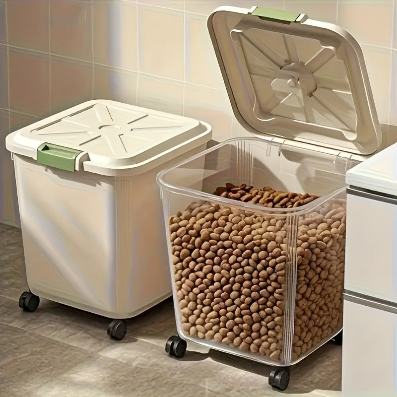 Dog Food Storage Container with Scoop and Locking Lid, 11 or 22 lb Stationary Bins and 55 lb Wheeled Option for Dry Cat Food and Pantry Organization