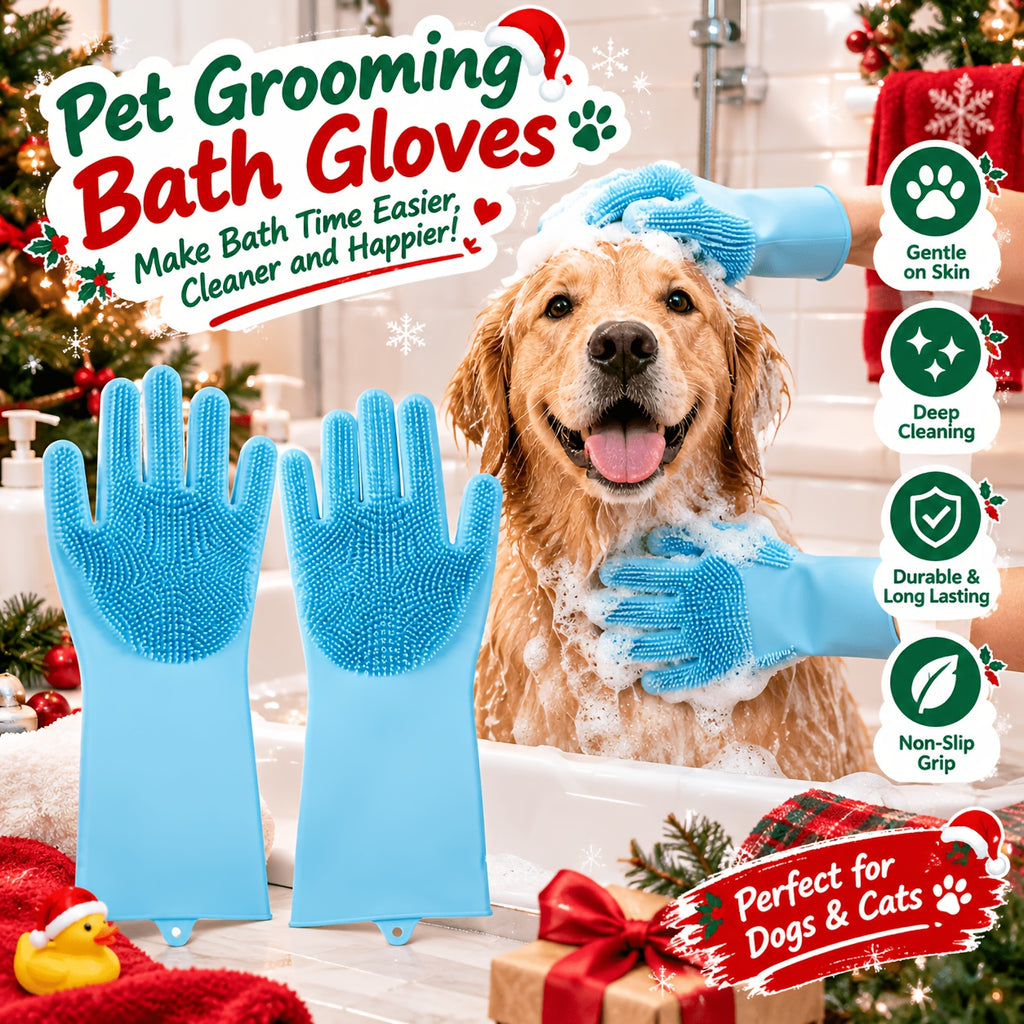 Dog Grooming Kit 6 Piece, Manual Pet Care Set with Brush, Microfiber Towel, Washing Gloves and Shedding Tool for At-Home Bath and Coat Care
