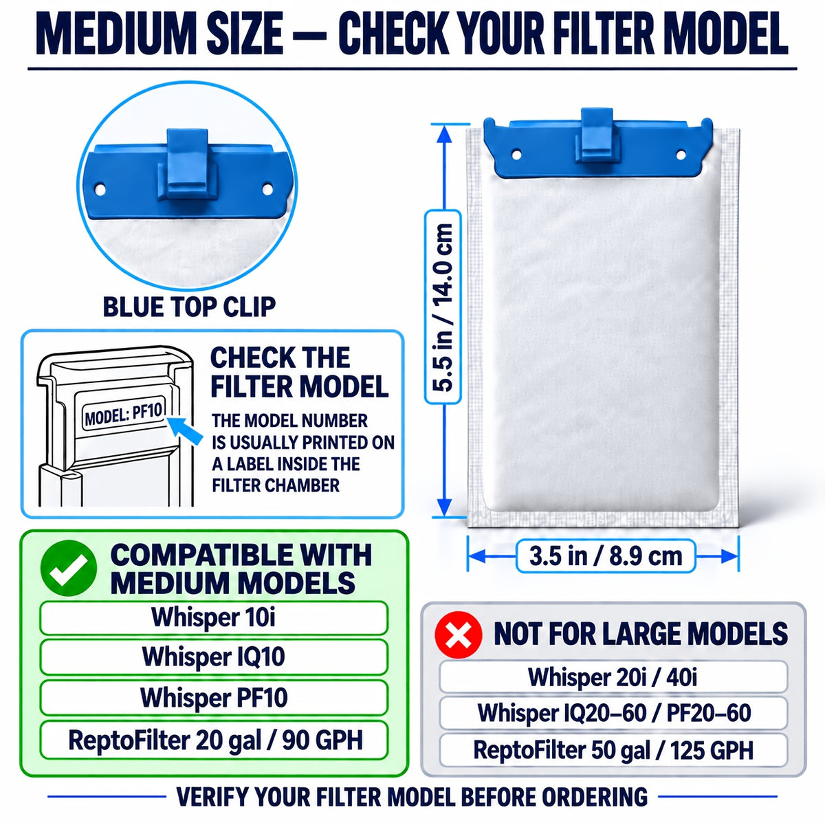 Medium Aquarium Filter Cartridges, 12 Pack Replacement Filters Compatible with Tetra Whisper Bio-Bag 10i, IQ10, PF10 and Tetrafauna ReptoFilter
