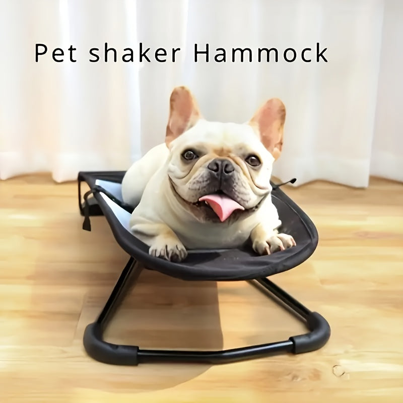 Rocking Dog Bed for Small and Medium Dogs, Foldable Height-Adjustable Pet Lounger with Breathable Mesh and Thickened Resting Pad