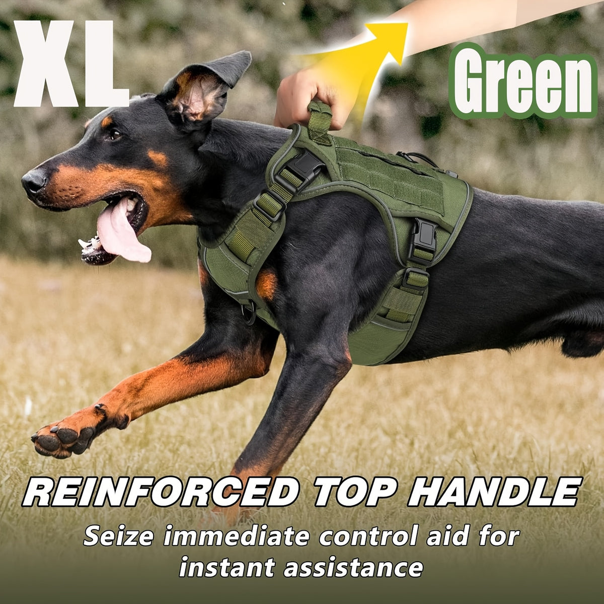 Tactical Dog Harness with Reinforced Top Handle, Adjustable Reflective Pet Vest for Daily Walks and Outdoor Training, S to XL Sizes