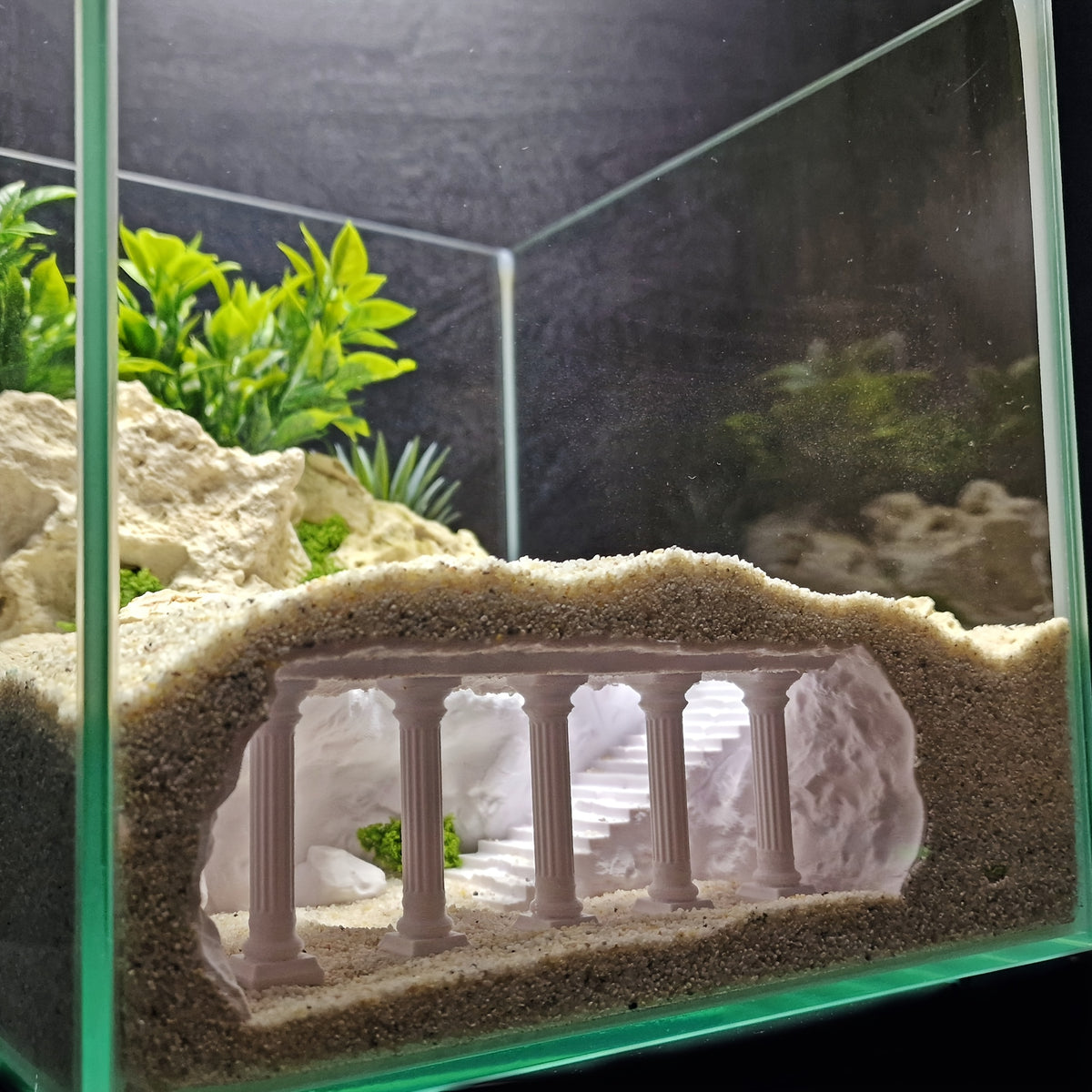 Aquarium Castle Decoration with Betta Hideout Caves, White PLA Palace Ornament for Fish Tank Aquascaping and Fish Enthusiast Gifts