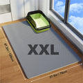 XXL Cat Litter Mat 47.2 x 27.6 Inches, Grey Double Layer EVA Litter Catcher with Non-Slip Design, Washable Scatter Control for Indoor Litter Box Areas