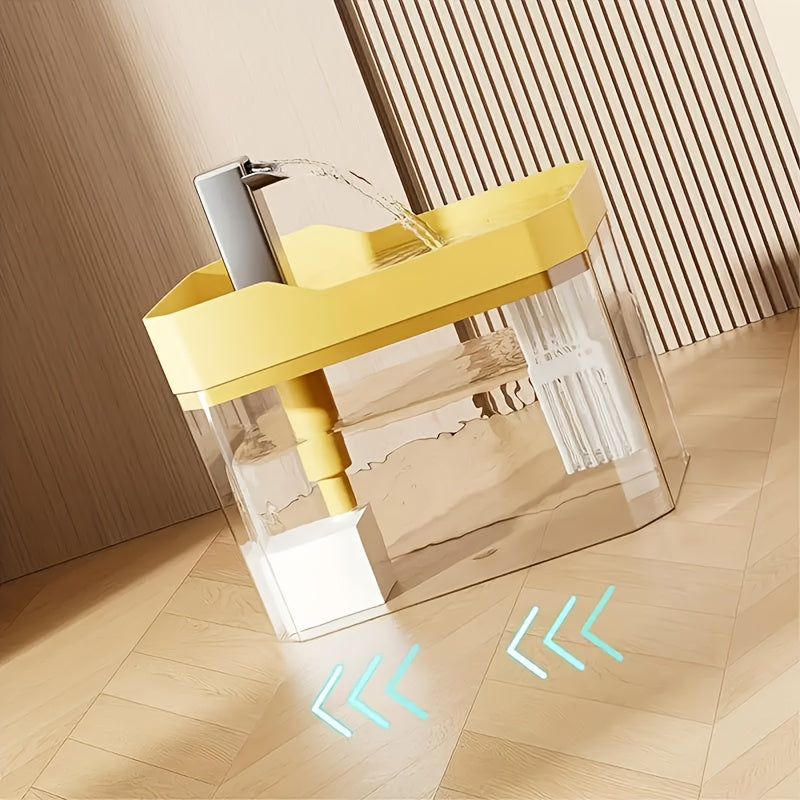 Cat Water Fountain 57.48oz with Automatic Circulation, Quiet USB Plug-In Pet Drinking Dispenser in Transparent, White or Yellow, No Power Adapter Included