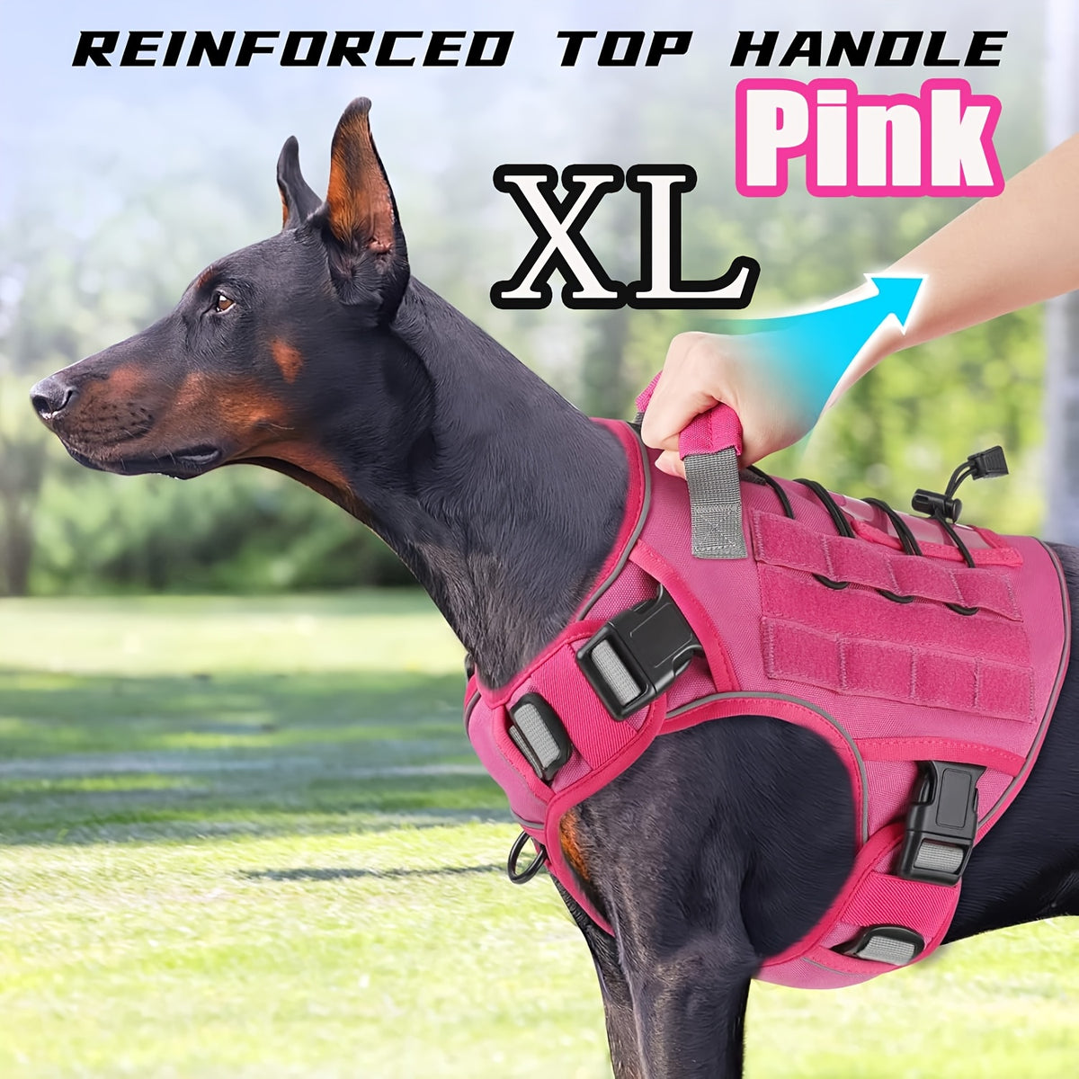 Tactical Dog Harness with Reinforced Top Handle, Adjustable Reflective Pet Vest for Daily Walks and Outdoor Training, S to XL Sizes