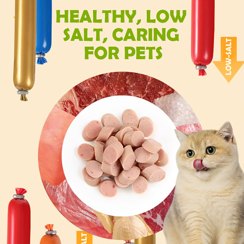 Cat Sausage Treats, Soft Snack Sticks in 16 or 32 Count Packs for Training Rewards and Bonding, Plus Chicken Duck Beef Fish Mixed Flavor Option