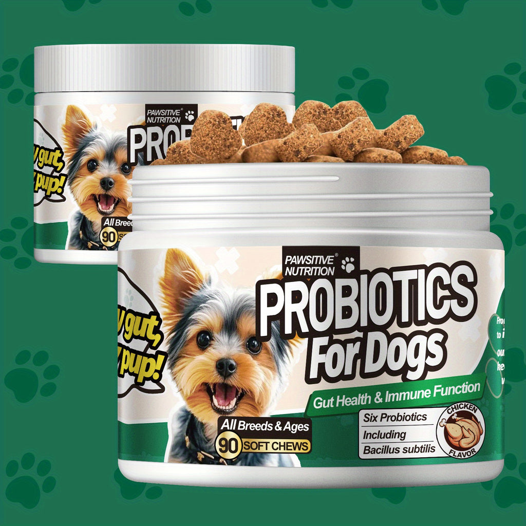 Chicken-Flavored Probiotic Chews for Dogs, Listed 90 Soft Chews with One or Three Bottle Options for Owner-Managed Canine Nutrition Routines