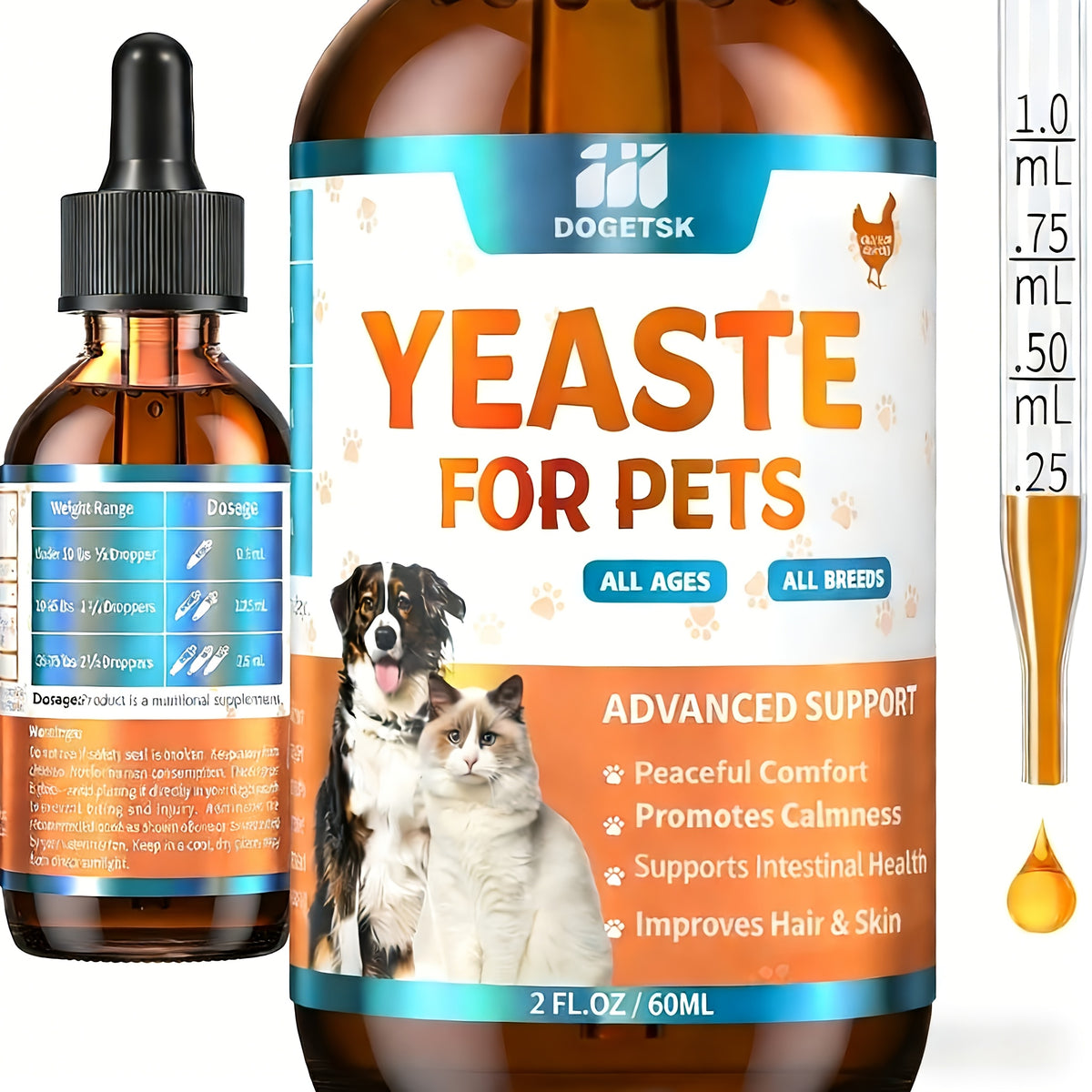 Dog Supplement Drops with Black Walnut and Pumpkin Seed, 2.03oz Listed Size Liquid Pet Supplement for Veterinarian-Guided Canine Care Routines