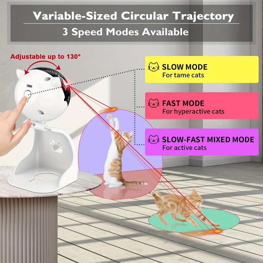 Automatic Laser Cat Toy with Hanging or Tabletop Placement, USB Rechargeable 3-Speed Interactive Pointer with Adjustable Head for Supervised Indoor Play