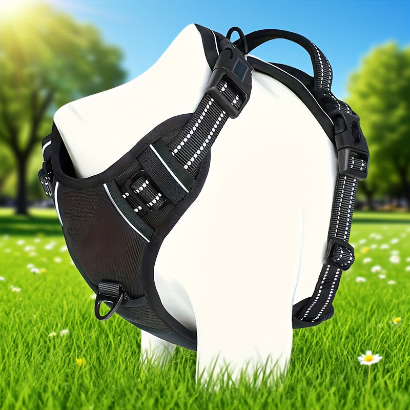 Dog Harness with Handle and Metal Clips, Adjustable Reflective No-Pull Style Walking Vest in Pink, Sky Blue, Purple or Orange for Daily Outdoor Training