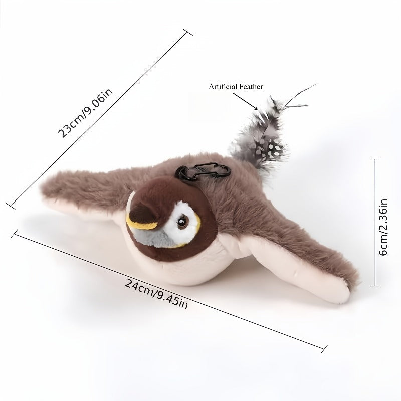 Flapping Sparrow Cat Toy 2-Pack with Chirping Sounds and Touch-Activated Motion, Soft Bird Toys for Supervised Kitten and Indoor Cat Play