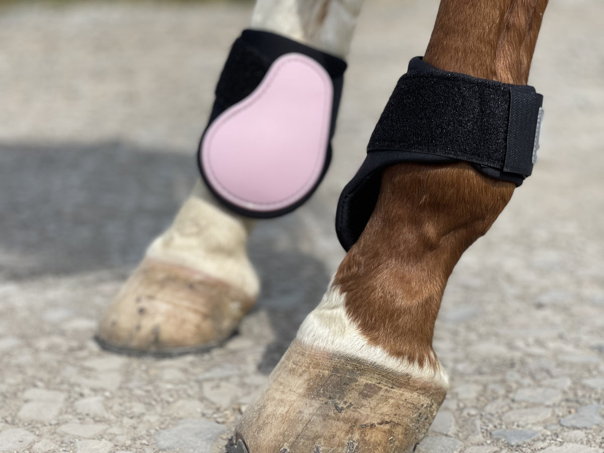 Horse Tendon Boots Set of 4, Open Front and Fetlock Leg Guards in PU and Neoprene for Riding, Jumping and Training, FULL and COB Size Options