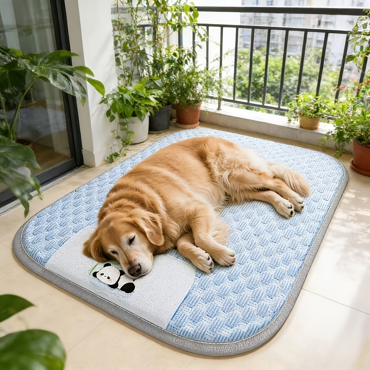 Washable Pet Bed Mat for Dogs and Cats, Blue Textured Non-Slip Sleeping Pad in S, M and L Sizes up to 44.9 x 34.3 Inches for Home and Vehicle Use