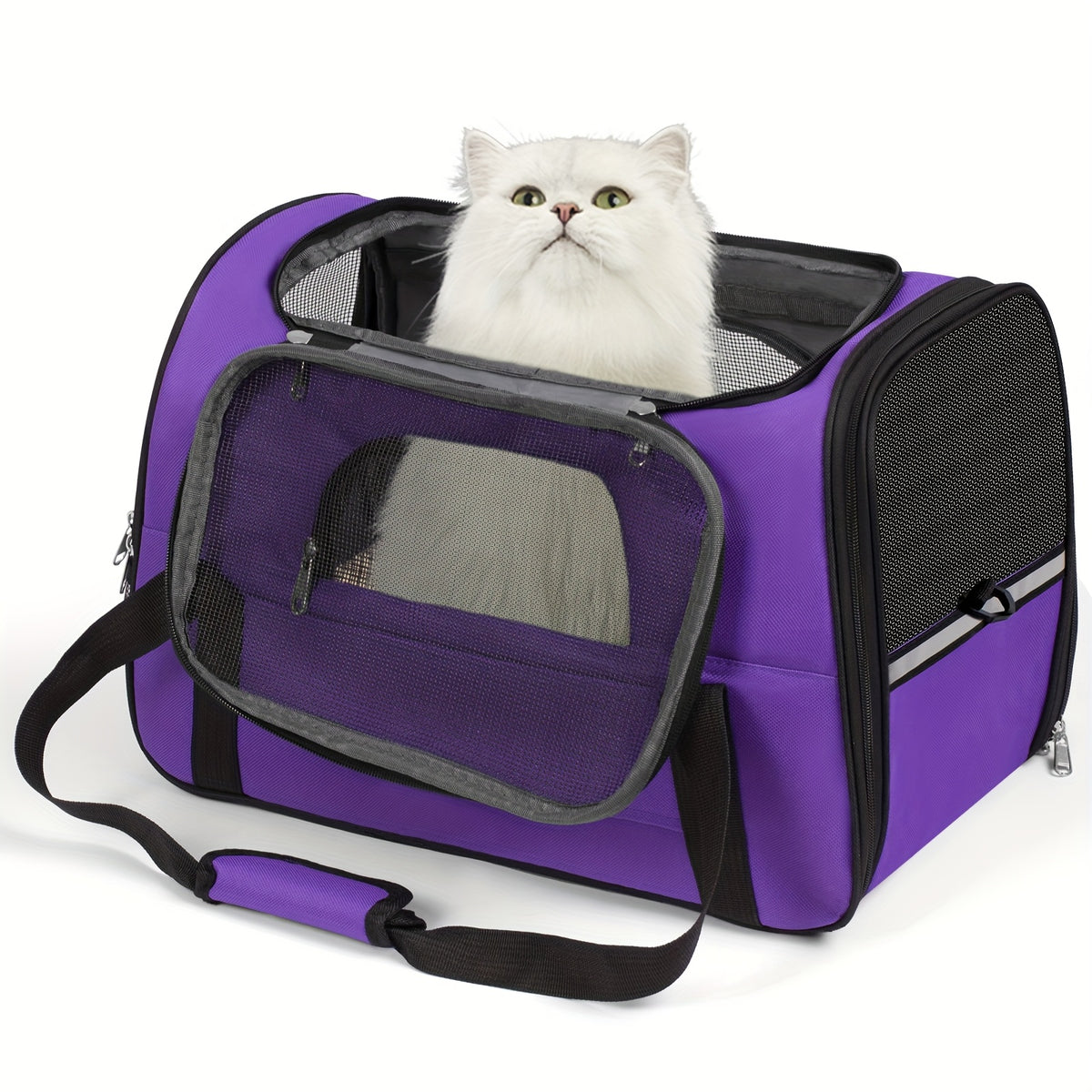 Foldable Dog and Cat Carrier for Pets up to 15 lbs, Soft-Sided Portable Travel Bag for Puppies, Kittens, Vet Visits and Everyday Outings, Seven Colors