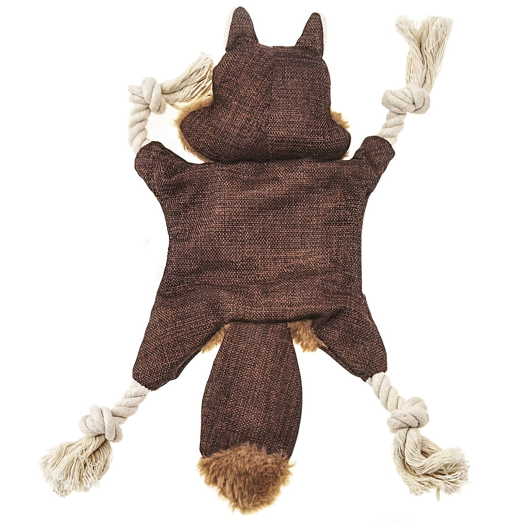 Squeaky Crinkle Dog Toys, No-Stuffing Plush Animal Toys in Brown Squirrel Single or 5-Pack Options for Supervised Puppy Fetch and Indoor Play