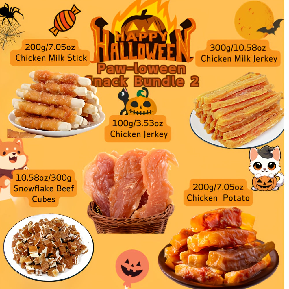 Halloween Dog Treat Bundle 1100g, Paw-loween Chicken and Duck Snack Assortments with Eight Bundle Options for Seasonal Gifts and Supervised Rewards