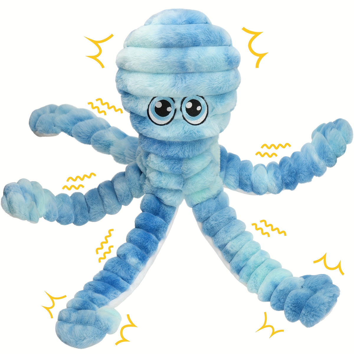 Large Plush Dog Toy 36 Inch with Squeaker and Crinkle Sounds, Tie-Dye Octopus or Frog Options for Supervised Interactive Play and Gentle Tug