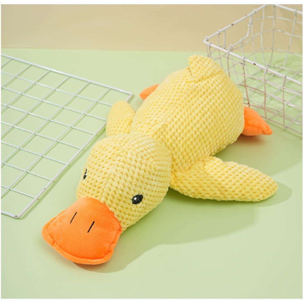 Plush Duck Dog Toy with Squeaker, Big Yellow Duck Soft Animal Toy for Supervised Interactive Games, Indoor Play and Dog Gift Baskets