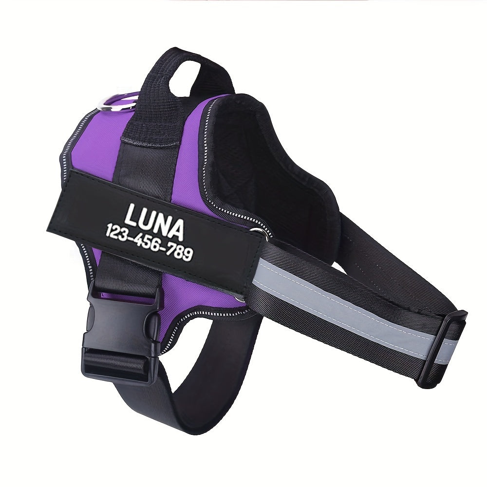 Personalized No Pull Dog Harness with Custom Name and Phone Number, Heavy-Duty Walking and Training Pet Vest in XS to XXL Size Options