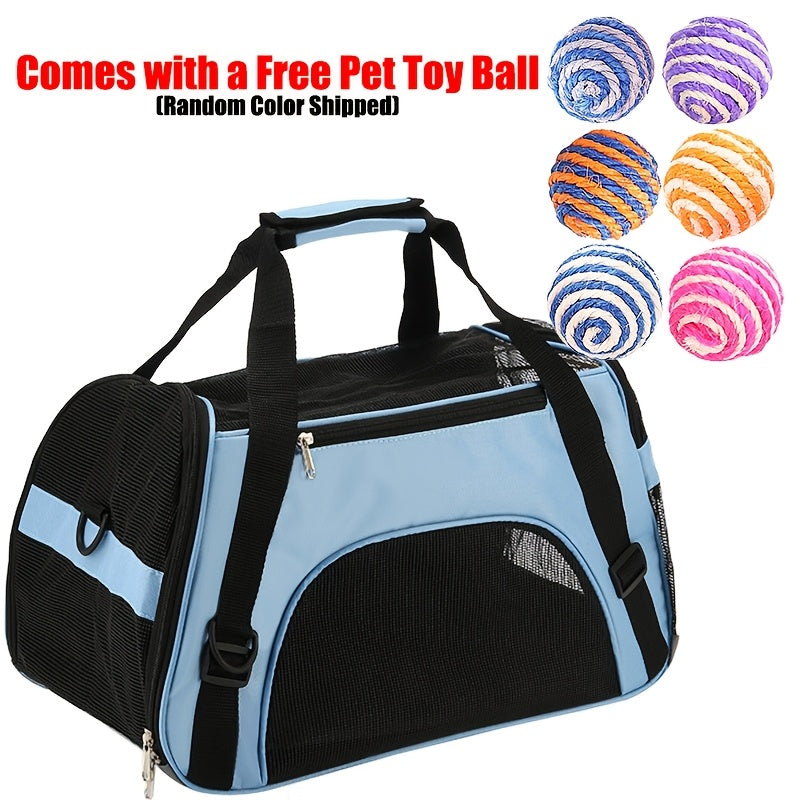 Soft Pet Carrier Crossbody Bag, Lightweight Foldable Travel Carrier for Small Dogs and Kittens, Blue or Pink with S, M and L Options for Walks and Vet Visits