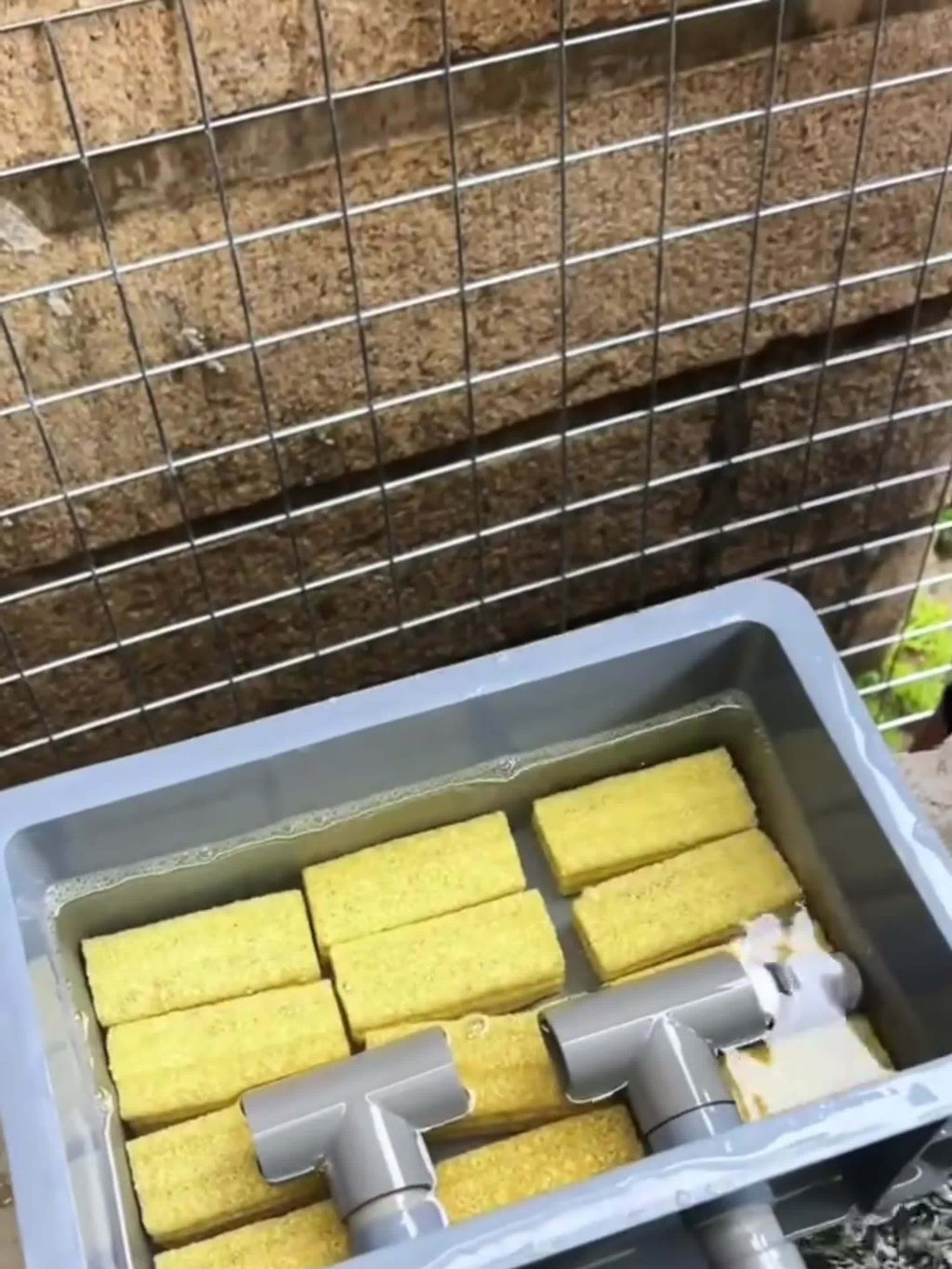 Aquarium Filter Box with Three Stacked Layers, Gray Fish Tank and Pond Filtration Housing for Custom Media Setups, No Filter Media Included