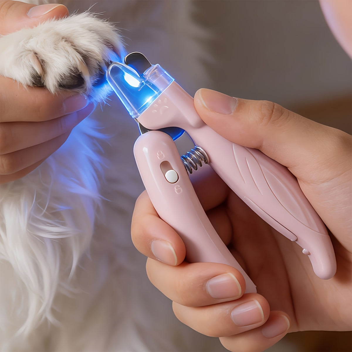 Dog and Cat Nail Clippers with LED Light, Safety Lock and Protective Cover for At-Home Pet Claw Trimming and Daily Grooming, Green or Pink