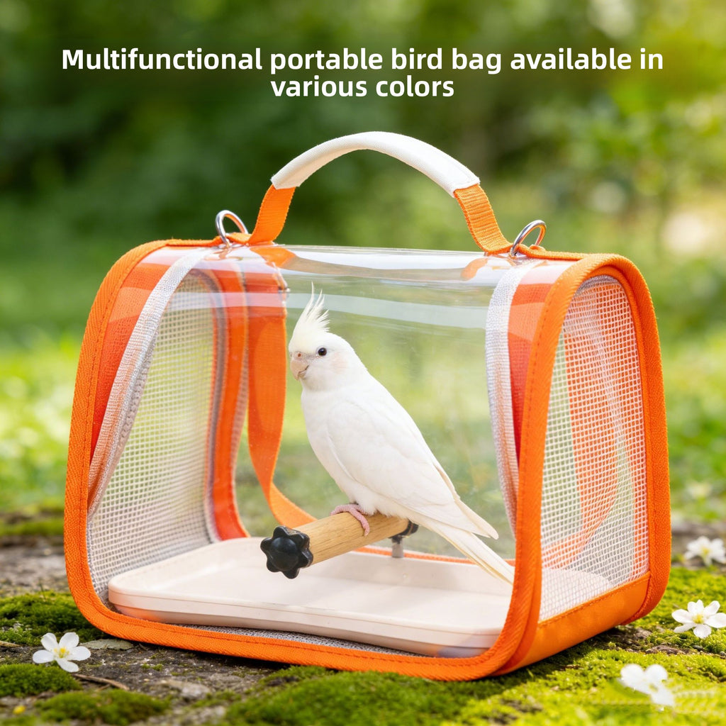 Small Bird Carrier with Perch, Portable Parrot Travel Bag with Clear Viewing Panels, Mesh Ventilation and Carry Handle for Vet Visits