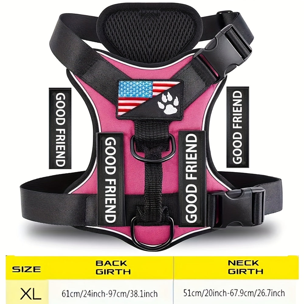 Service Dog Harness with 5 Removable Patches, Reflective Adjustable Soft Oxford Dog Vest with Inner Mesh Layer and ID System for Small Medium Large Dogs, Public Access and Mobility Aid Vest for Walking