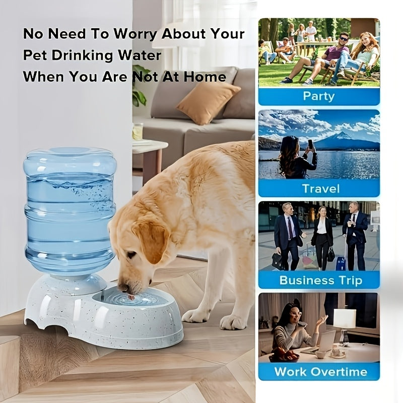 Gravity-Fed Dog Water Dispenser 2.91 Gallon, Gray Large Capacity Pet Waterer for Dogs and Cats, Automatic Refill Drinking Station for Home