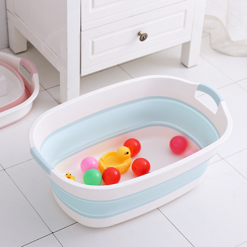 Foldable Dog Bathtub with Drain Plug and Shampoo Dispensing Bath Brush, Portable 21.65-Inch Pet Wash Basin for Small and Medium Pets