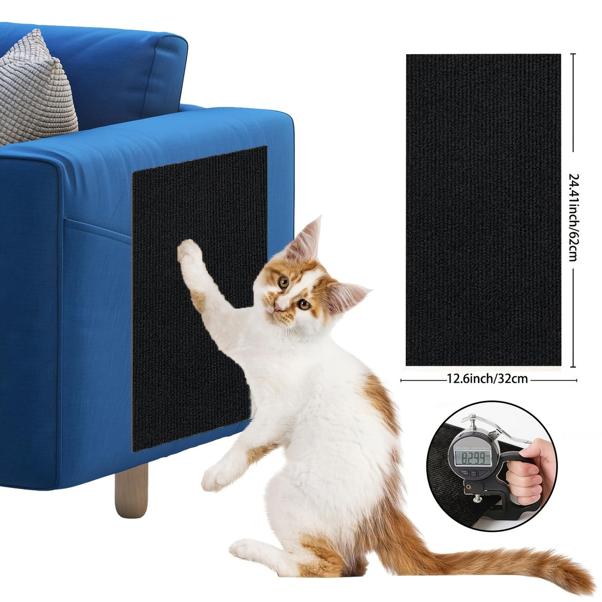 Self-Adhesive Cat Scratch Furniture Protector, Trimmable Scratching Mat for Sofa and Wall Coverage, Three Size Options and Eight Colors