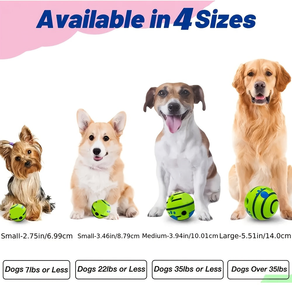 Dog Sound Ball 5.51 Inch in Green, Battery-Free Interactive Giggle Toy for Supervised Rolling, Chasing and Indoor or Outdoor Play Sessions